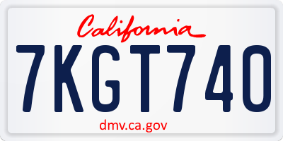 CA license plate 7KGT740