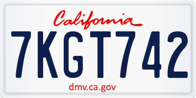 CA license plate 7KGT742