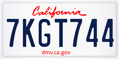CA license plate 7KGT744