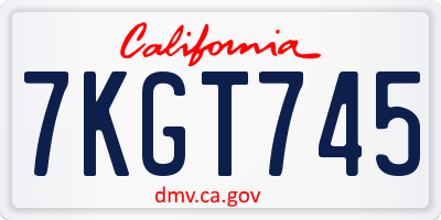 CA license plate 7KGT745