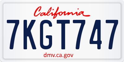 CA license plate 7KGT747