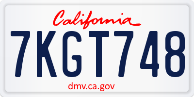 CA license plate 7KGT748