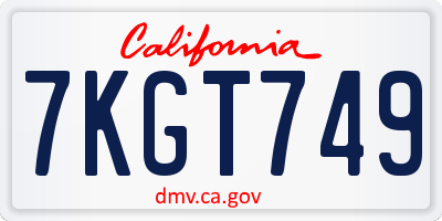 CA license plate 7KGT749