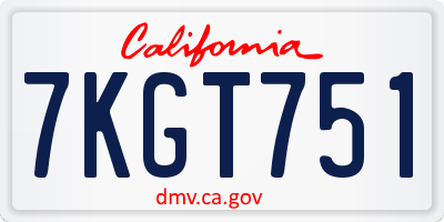 CA license plate 7KGT751
