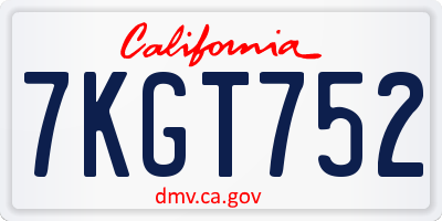 CA license plate 7KGT752