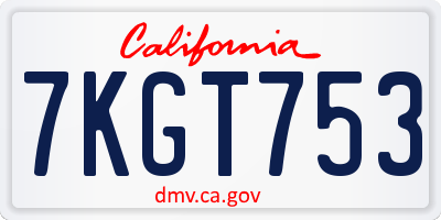CA license plate 7KGT753