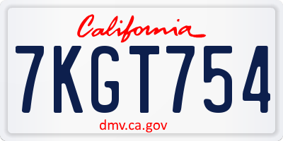CA license plate 7KGT754