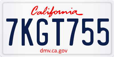 CA license plate 7KGT755