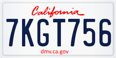 CA license plate 7KGT756