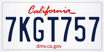 CA license plate 7KGT757