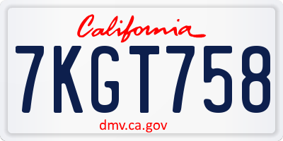 CA license plate 7KGT758