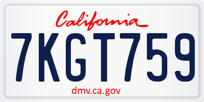 CA license plate 7KGT759