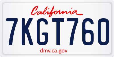 CA license plate 7KGT760