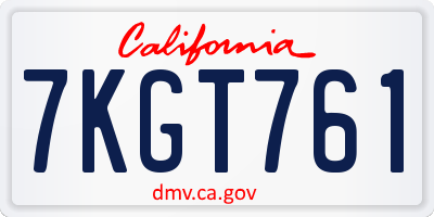 CA license plate 7KGT761