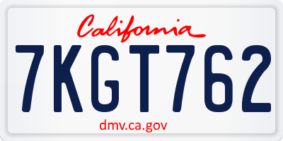 CA license plate 7KGT762