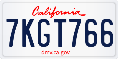 CA license plate 7KGT766