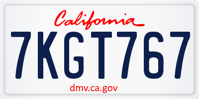 CA license plate 7KGT767