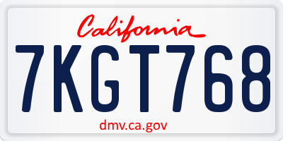 CA license plate 7KGT768