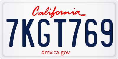 CA license plate 7KGT769