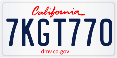 CA license plate 7KGT770