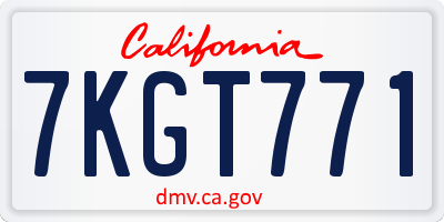 CA license plate 7KGT771