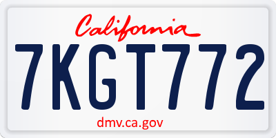 CA license plate 7KGT772