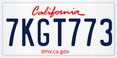 CA license plate 7KGT773