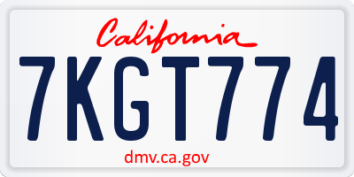 CA license plate 7KGT774