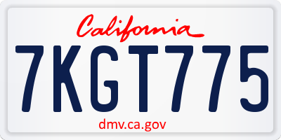 CA license plate 7KGT775
