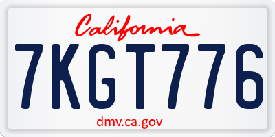 CA license plate 7KGT776