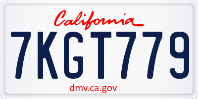 CA license plate 7KGT779