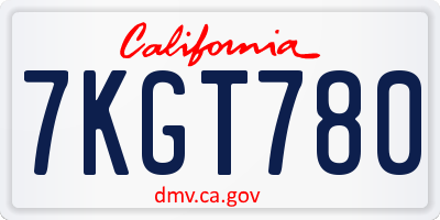 CA license plate 7KGT780
