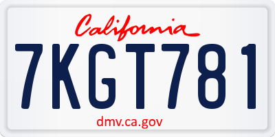 CA license plate 7KGT781
