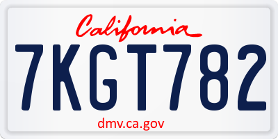 CA license plate 7KGT782