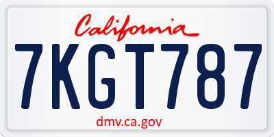 CA license plate 7KGT787