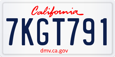 CA license plate 7KGT791
