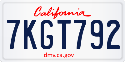 CA license plate 7KGT792