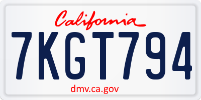 CA license plate 7KGT794