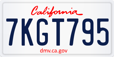 CA license plate 7KGT795