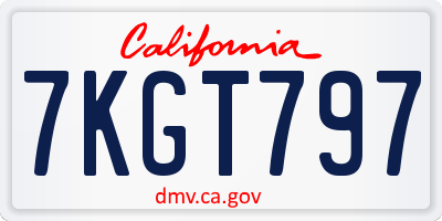 CA license plate 7KGT797