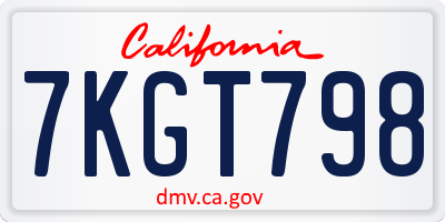 CA license plate 7KGT798