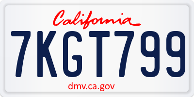CA license plate 7KGT799