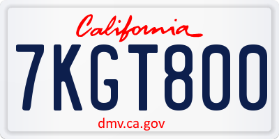 CA license plate 7KGT800