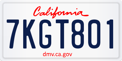 CA license plate 7KGT801