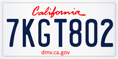 CA license plate 7KGT802