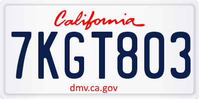 CA license plate 7KGT803
