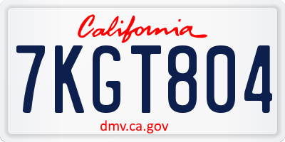 CA license plate 7KGT804