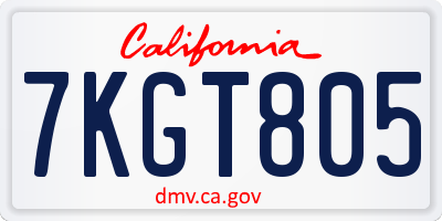 CA license plate 7KGT805