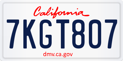 CA license plate 7KGT807