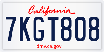 CA license plate 7KGT808